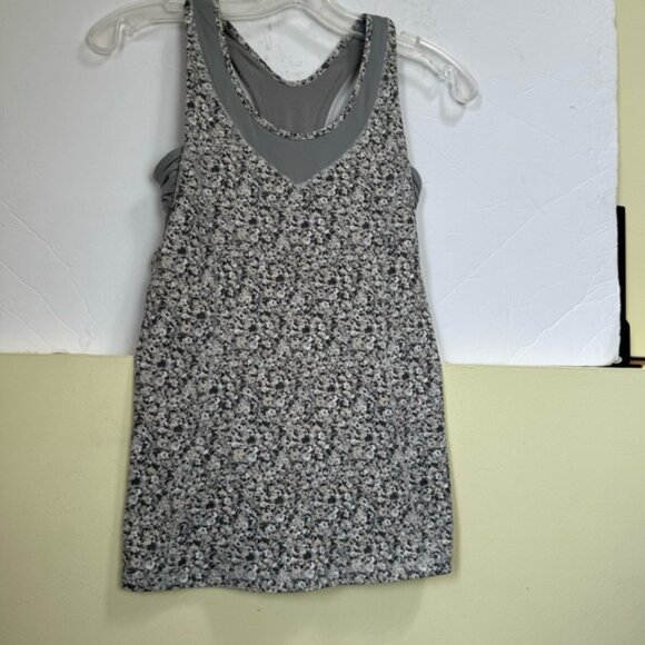 Lululemon Tone It Tank Top Bra Stretch Mesh Pocket Ruched Run Yoga Neutral Crew - Picture 2 of 16